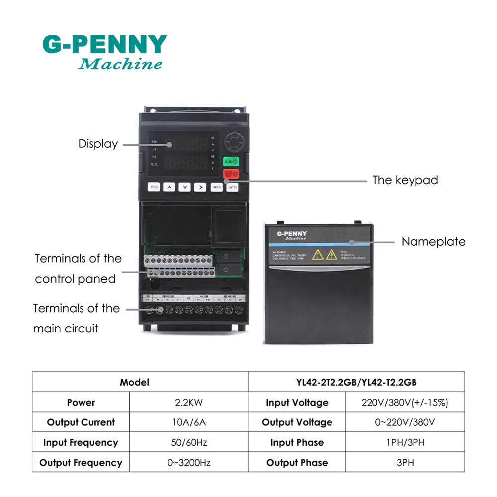 G-PENNY 2.2kw ER20 Water Coole - огляд і ціна 2.2Kw Water Cooled Spindle Kit Vfd