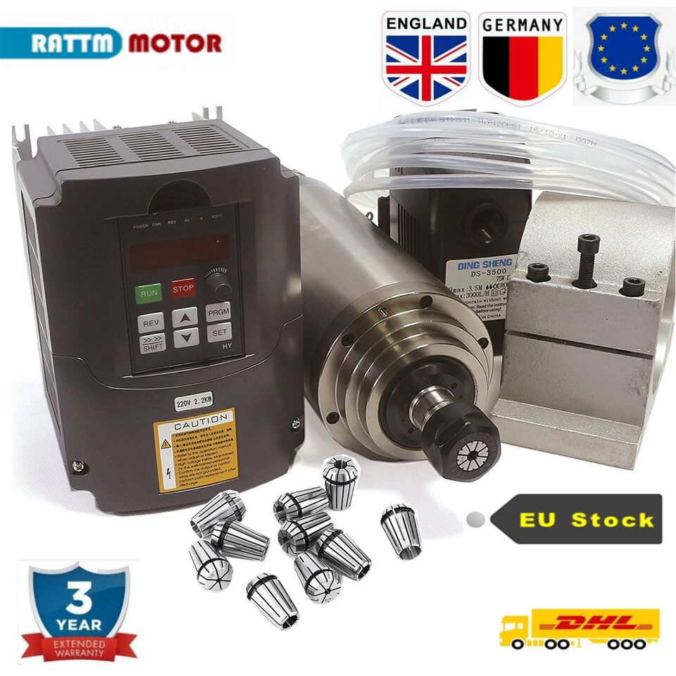 【EU/USA】Water Cooling Spindle  - огляд і ціна 2.2Kw Water Cooled Spindle Kit Vfd