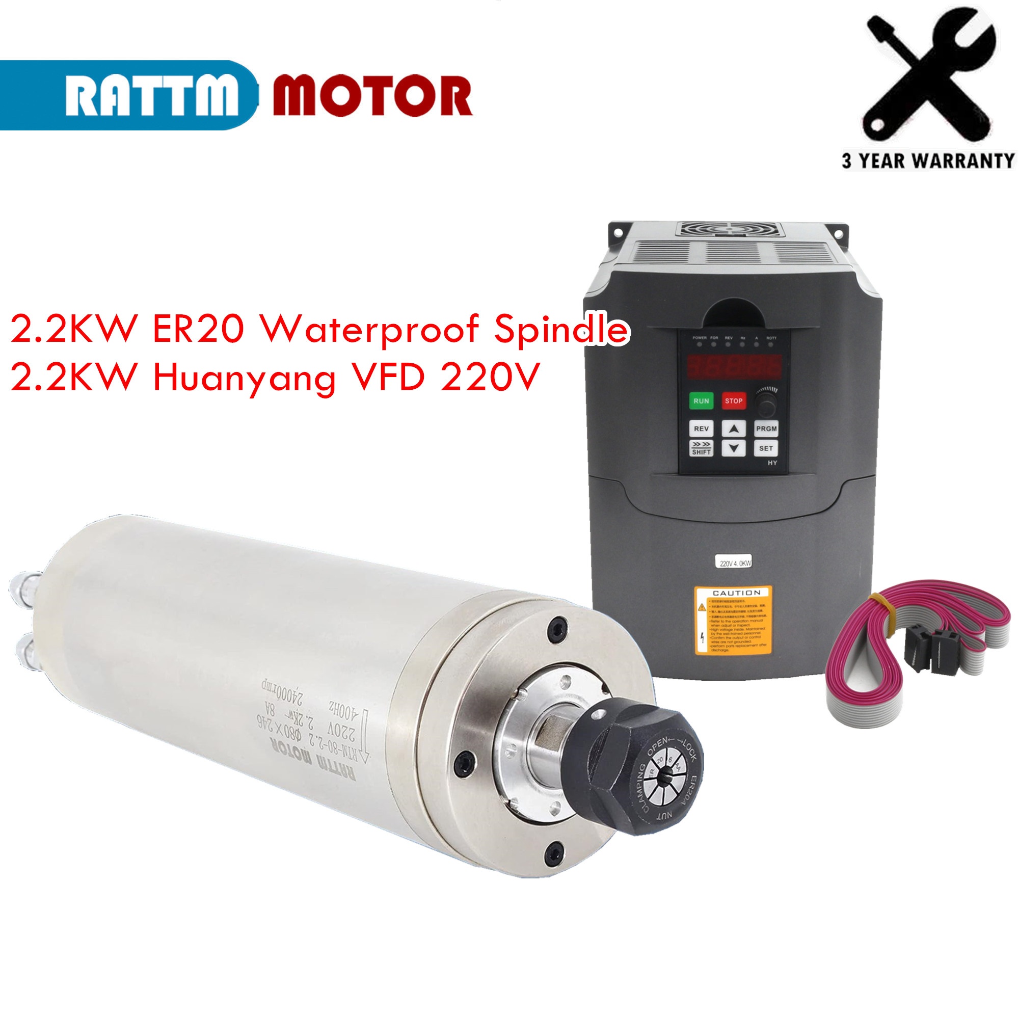 Waterproof Water Cooled CNC sp - огляд і ціна 2.2Kw Water Cooled Spindle Kit Vfd